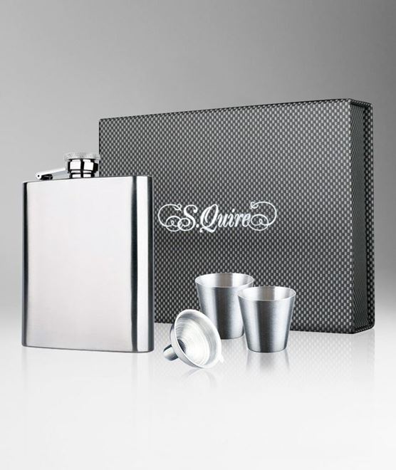 Picture of [S.Quire] Stainless Steel Hip Flask Gift Pack, Bottle In 8OZ